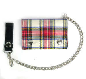 White and Red Plaid Wallet