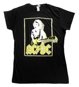 AC/DC - Angus Young Girls  T-Shirt Size Large "Misprint"