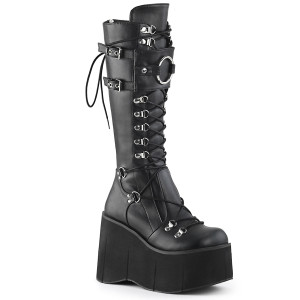 Buckle and Straps Knee High Vegan Boots - Kera-200