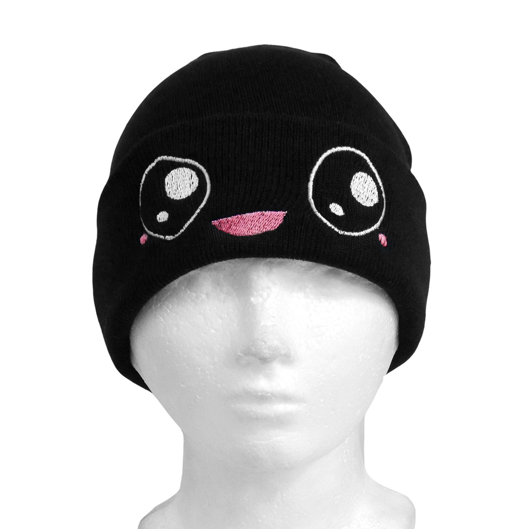 Anime Eyes Kawaii Face Embroidered Beanie