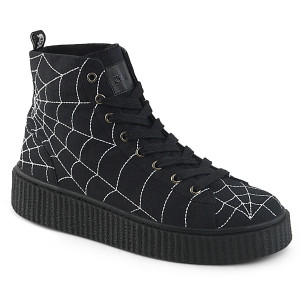 Ankle High Platform Sneakers with Spiderweb - Sneeker-250