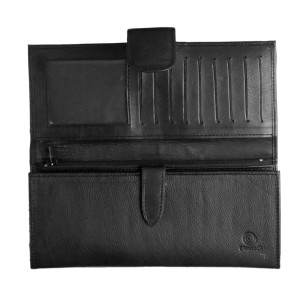 Women's Tri Fold Black Leather Wallet