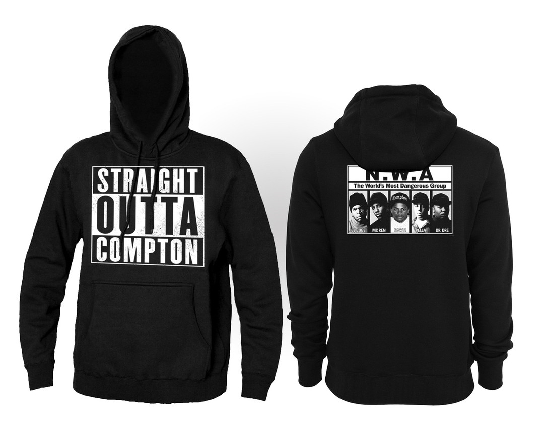 Compton Script & Tail HOODIE Hooded CPT NWA Straight Outta Jumper Sweatshirt 