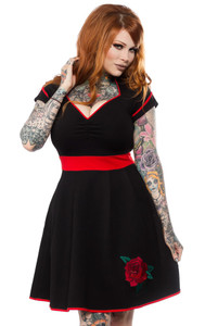 Black & Red Rose Dollface Dress