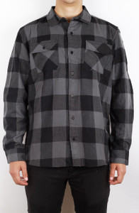 Dark Grey Long Sleeve Plaid Flannel Shirt
