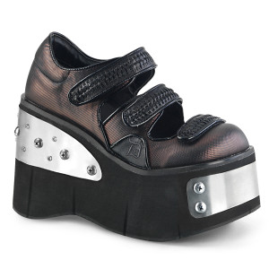 Metal Plated Vegan Maryjane Platform Shoes - KERA-13