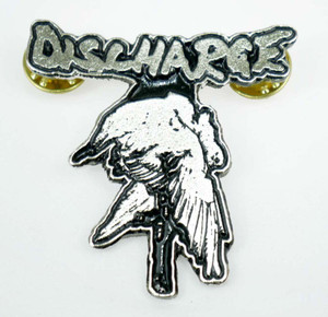 Discharge - Never Again 1.5x2" Metal Badge Pin