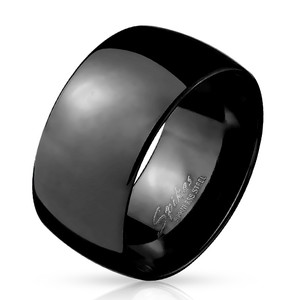Wide Dome Stainless Steel Black IP Band Ring