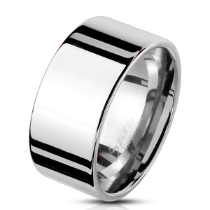 Mirror Polished Plain Flat Stainless Steel Wide Bend Ring