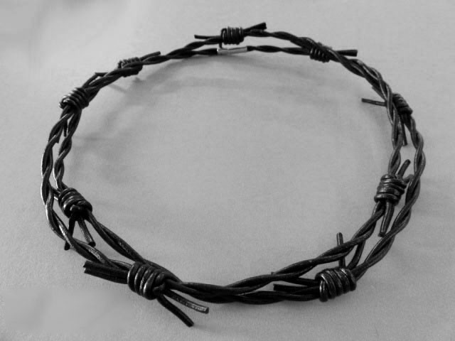 Leather Barbed Wire Necklace Choker 36/" Long Punk Goth Rockabliiy