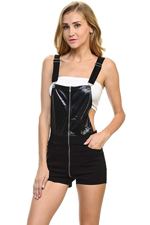 Black Vinyl Zippered Overall Dungarees - Nuclear Waste