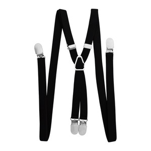1" Black Slim Suspenders with Clips