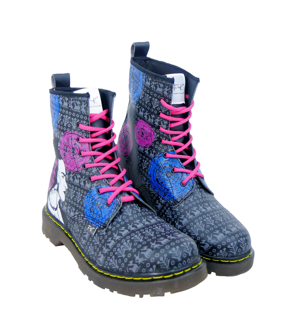 Panam - Women's Frida Kahlo Vegan 7i Boots - Nuclear Waste