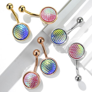 Holographic Dragon Scale 316L Surgical Steel Belly Button Rings