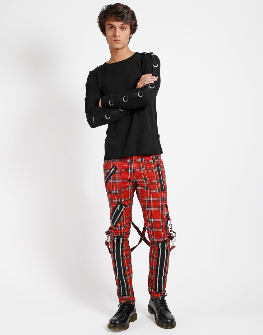 mens plaid pants red