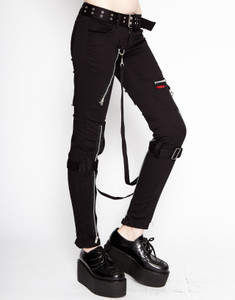 Women's Black Zippered Bondage Pants