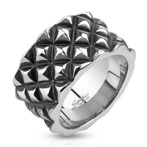 Men's Diamond Scale Patterned Cast Ring Stainless Steel