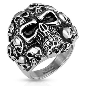 Skull Cluster Stainless Steel Ring