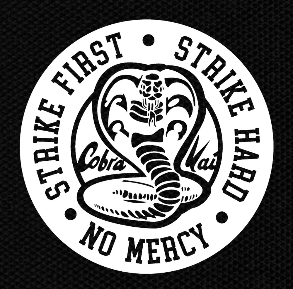 Cobra Kai 'Strike First Strike Hard No Mercy' Patch – Hook & Loop Back, 3.0 Inches