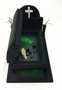Gothic Black Crypt Wooden Jewelry  Trinket Box