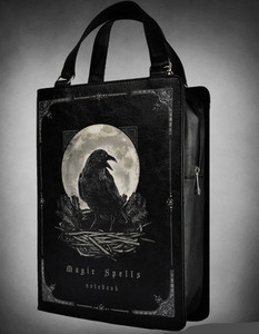 Magic Spells Raven Book Shaped Bag