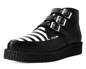 A9659 Black and White Striped 3-Buckle Creepers
