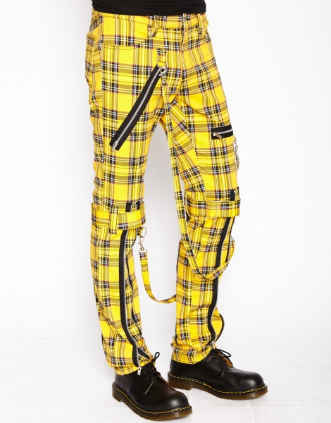 yellow plaid pants for men