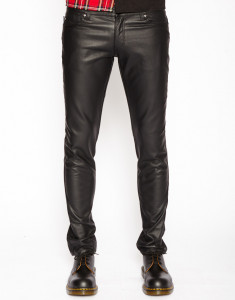 Men's Black Skinny Vegan Leather Pants