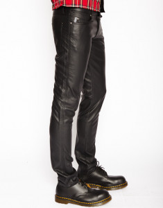 Men's Black Skinny Vegan Leather Pants