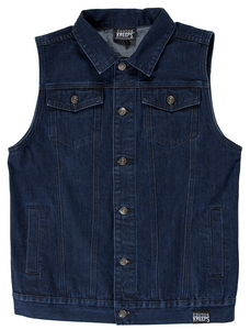 Mens Biker Blue Denim Vest