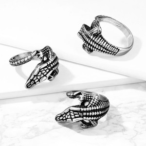 Alligator Wrapped Stainless Steel Ring