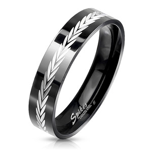 Black Stainless Steel Ring with Dia-Cut Arrows