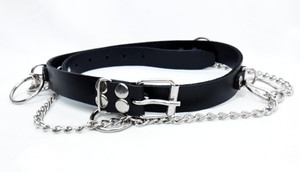 Womens Leather Belt with O Rings and Chain