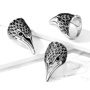  Black Eagle Head Stainless Steel Ring