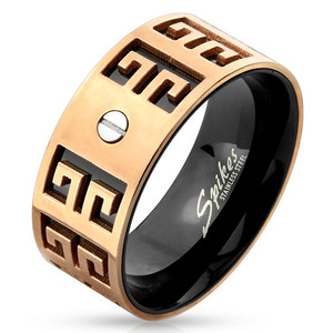  Two Tone Maze Bolt Stainless Steel Ring