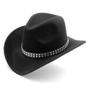 Black Western Style Hat With 2 Row Stud Strap