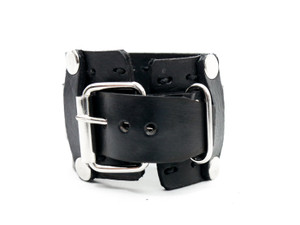 Leather Cuff Bracelet with Single Hoop