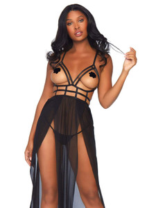 Cage Strap Bodice Maxi Dress With G-string