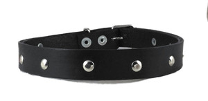 Black Leather Choker With Circular Studs