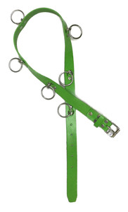 Green Womens Leather Belt with O Rings 