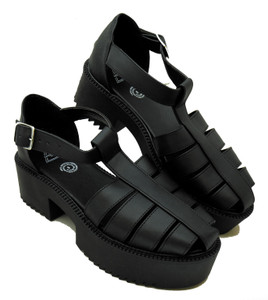 Black Platform Strapped Sandals