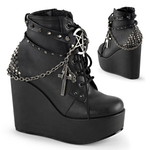 Wedge Platform Lace-Up Front Ankle Bootie - Poison-101