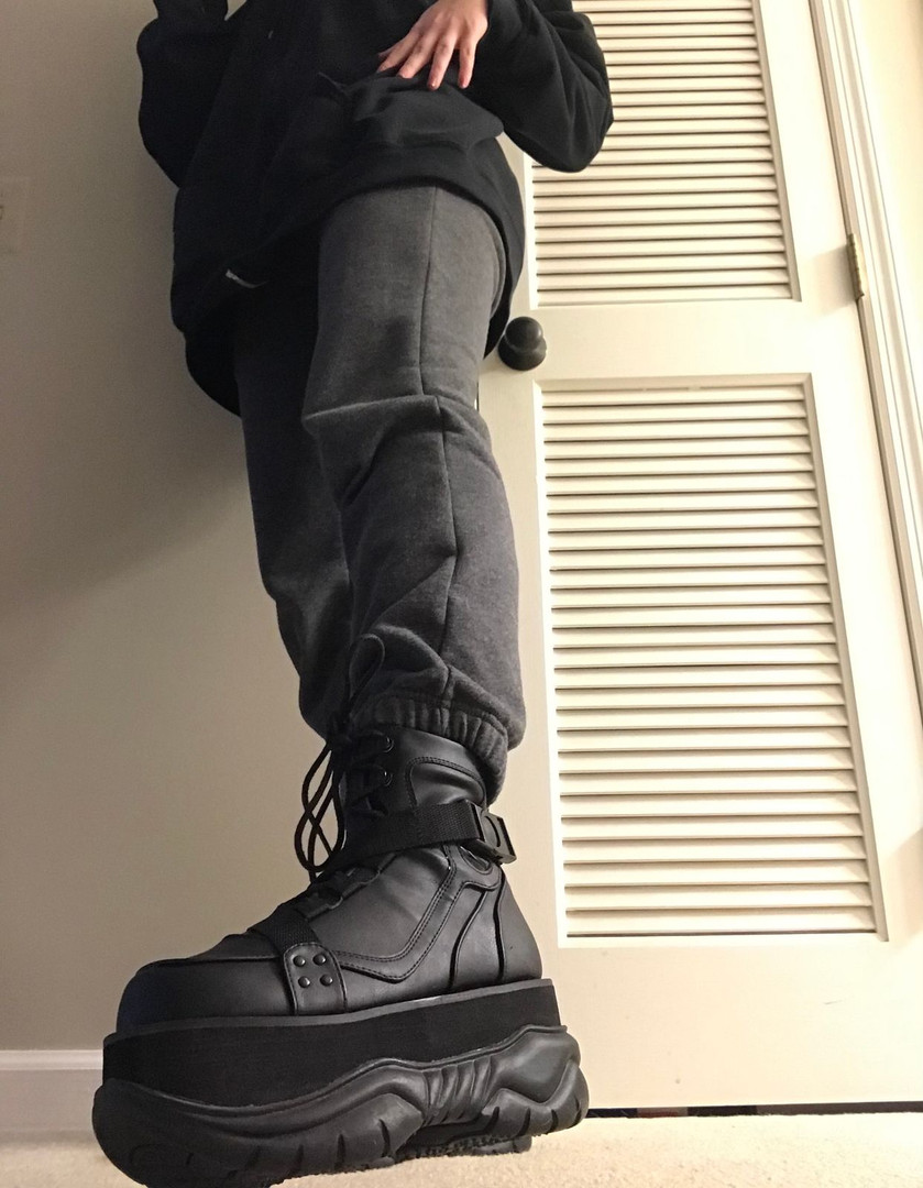 Zig-Zag Strap Vegan Platform Ankle Boots - NEPTUNE-181 - Nuclear Waste