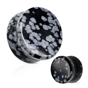 Pair of Snowflake Obsidian Saddle Fit Ear Expansions
