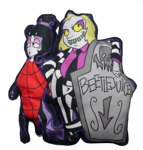 Beetlejuice & Lydia Cartoon Throw Pillow