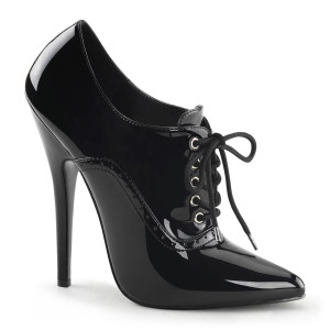6" Black Patent Leather Oxford Lace-Up Stiletto Heels
