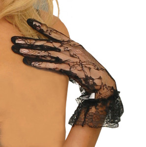 Black Lace Gloves with Pattern