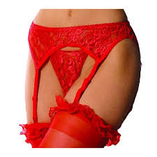 Red Lace Garter Belt and Thong Set