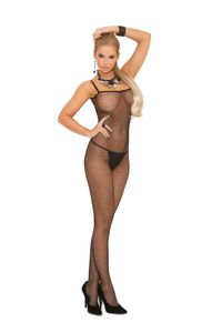Seamless Fishnet Bodystocking with  Crossed Back