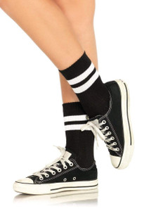 Black and White Corrie Athletic Striped Ankle Socks